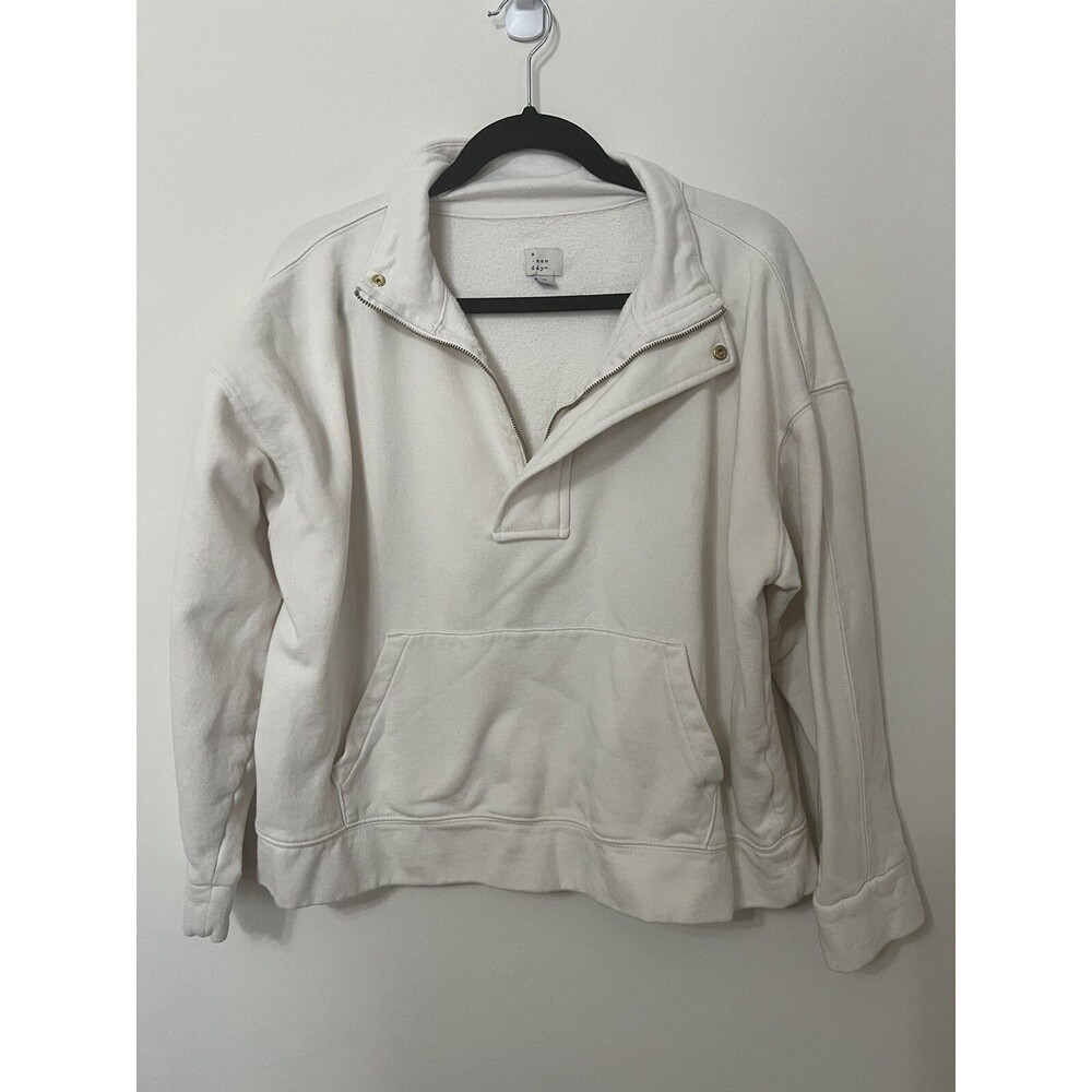 A New Day - Off White 3/4 Zip Crop Sweatshirt - XL